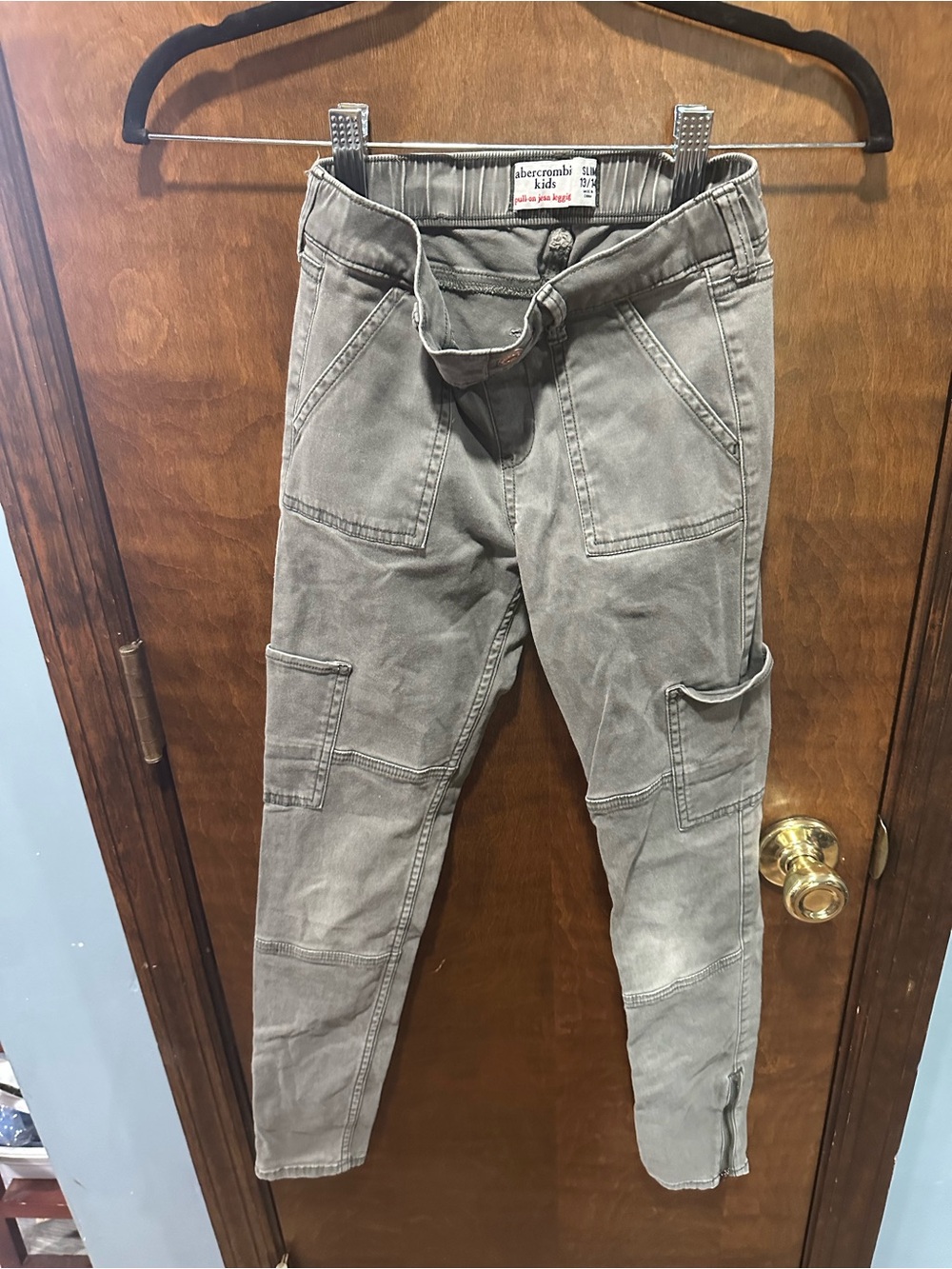abercrombie kids gray pull-on jean leggings slim fit